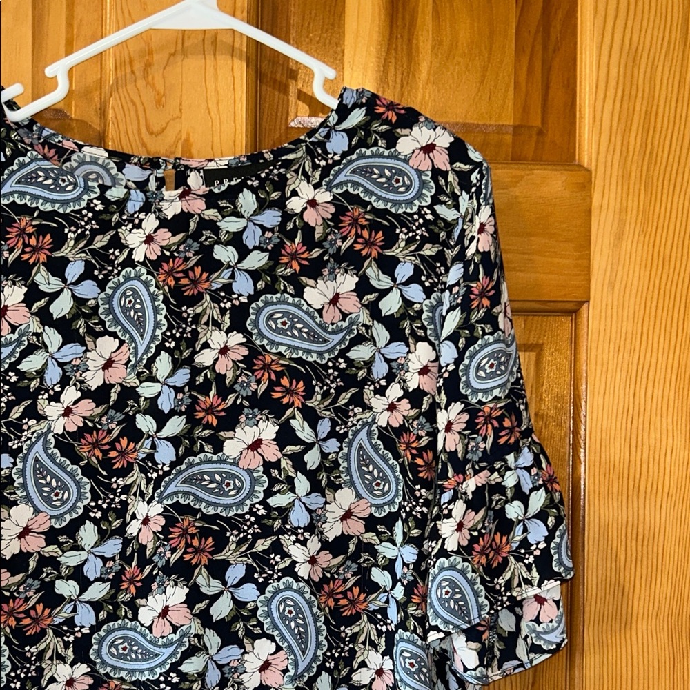 Premise Navy Floral Paisley Blouse